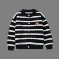 thumbnail image 1 of ITSAME Girls Cotton Cardigan Striped Print Crew Neck Long Sleeve Button Down Sweater for Kids Black Size 6, 1 of 3