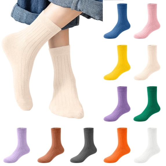 ITSAME Girls Cotton Crew Socks Comfy Breathable Mid-Calf Length Daily Wear Casual Socks Purple Size 3T