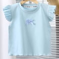 thumbnail image 1 of ITSAME Girls Cotton T-Shirt, Round Neck Cute Bow Ruffled Sleeve Summer Fashion Casual Tops Blue Size 2-3T, 1 of 5