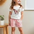 thumbnail image 1 of ITSAME Girls Crewneck Short Sleeve Print T-Shirt and Elastic Waist Shorts Sets, Cotton Loungewear Summer Stylish Casual Outfit Sets 2-Piece Pink 4T, 1 of 8