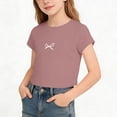 thumbnail image 1 of ITSAME Girls Crewneck T-Shirts Cotton Cute Bow Print Short Sleeve Tops Kids Casual Comfort Tees Pink Size 9-10, 1 of 5