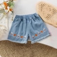 thumbnail image 1 of ITSAME Girls Denim Shorts, with Pockets Cute Embroidery Elastic Waist Summer Casual Comfortable Jean Shorts Blue 5T, 1 of 4