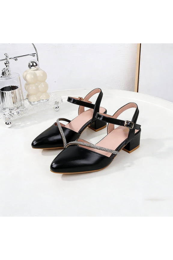 Girls Dress Shoes, Closed Toe Adjustable Strap Low Block Heel Kids Wedding Party Princess Pump Black 11(Little Kids)