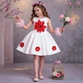 thumbnail image 1 of ITSAME Girls Dress, Waist-Cinching Cute Flower Round Neck Kids Wedding Party Pageant Princess Dress White 1-2T, 1 of 9