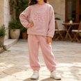 thumbnail image 1 of ITSAME Girls Fleece 2-Piece Outfit Set Crewneck Sweatshirt and Jogger Pants Bow Print Fall Winter Warm Casual Loungerwear Pink Size 10, 1 of 8