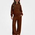 thumbnail image 1 of ITSAME Girls Fleece-Lined Outfit 2-Piece Full Zip Hoodie and Wide Leg Pants Fall Winter Warm Casual Set Size 13, 1 of 9