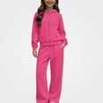 thumbnail image 1 of ITSAME Girls Fleece-Lined Outfit 2-Piece Full Zip Hoodie and Wide Leg Pants Fall Winter Warm Casual Set Size 7, 1 of 9