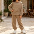 thumbnail image 1 of ITSAME Girls Fleece Outfit Set Crewneck Sweatshirt and Jogger Pants 2-Piece Fall Winter Warm Casual Clothes Brown Size 3T, 1 of 8