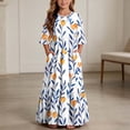 thumbnail image 1 of ITSAME Girls Floral Dress Crew Neck Ruffle 3/4 Sleeve Summer Flowy Casual A-Line Dress Orange Size 10, 1 of 7