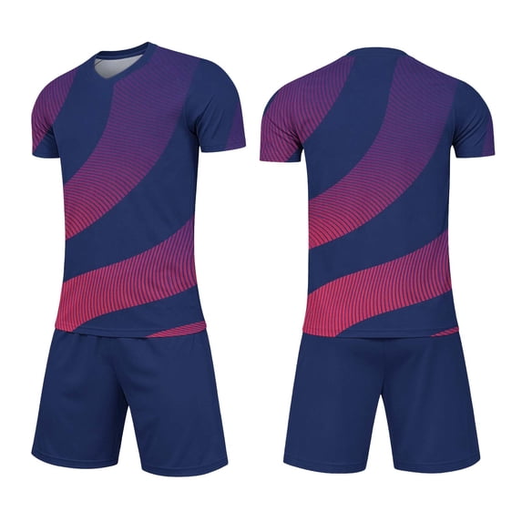 ITSAME Girls Football Training Outfits Breathable V-Neck Top and Shorts Set Kids Soccer Uniform 2-Piece Purple Size 6