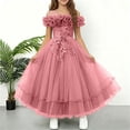 thumbnail image 1 of ITSAME Girls Formal Dress Sequin Embroidery Tiered Ruffle Puffy Tulle Wedding Birthday Pageant Gown Pink Size 7-8, 1 of 6
