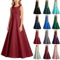 thumbnail image 1 of ITSAME Girls Formal Maxi Dress A-Line Sleeveless Crew Neck Wedding Party Pageant Prom Gown Wine Size 8, 1 of 6