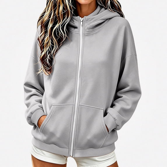ITSAME Girls Full Zip Hoodie (5-16) Long Sleeve Solid Color Casual Comfort Hooded Sweatshirt with Pockets Size 7