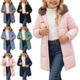 thumbnail image 1 of ITSAME Girls Hooded Puffer Coat Long Sleeve Full Zip Winter Quilted Warm Outerwear Jacket with Pockets Blue Size 8, 1 of 7