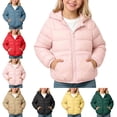 thumbnail image 1 of ITSAME Girls Hooded Puffer Jacket Long Sleeve Lightweight Winter Quilted Warm Coat with Pockets Red Size 6, 1 of 8
