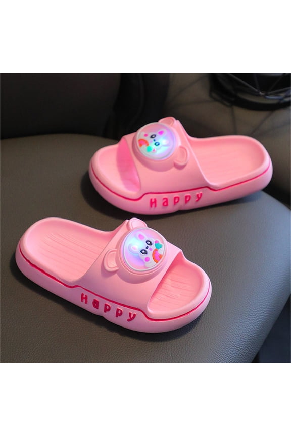 Girls LED Light Up Slippers, Non-Slip Comfortable Open Toe Kids Fashion Casual Slippers Pink 10(Little Kids)