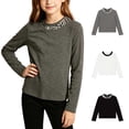 thumbnail image 1 of ITSAME Girls Long Sleeve Blouses Glitter Sequin Crew Neck Shirt Loose Fit Fall Comfy Casual Tops White Size 4T, 1 of 6