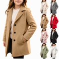 thumbnail image 1 of ITSAME Girls Notched Lapel Wool Blend Coat Single Breasted Mid Length Trench Outerwear with Pockets Size 10, 1 of 9