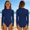 thumbnail image 1 of ITSAME Girls One-Piece Swimsuit, Sun Protection Quick-Dry Crewneck Beach Surfing Swimwear Dark Blue Size 12-13, 1 of 7