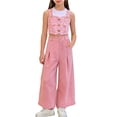 thumbnail image 1 of ITSAME Girls Outfit 2-Piece, Button Up Denim Vest and Flared Jeans Summer Fashion Casual Clothes Pink Size 10, 1 of 6