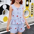 thumbnail image 1 of ITSAME Girls Outfit 2-Piece, Cute Bow Ruffled Tank Top and Shorts Summer Fashion Casual Set Blue Size 2-3T, 1 of 9