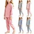 thumbnail image 1 of ITSAME Girls Outfit 2-Piece Fleece-Lined Crewneck Long Sleeve Pullover and Pants Warm Sleepwear Set Size 7, 1 of 7