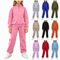 thumbnail image 1 of ITSAME Girls Outfit 2-Piece Half Zip Mock Neck Sweatshirt and Sweatpants Fall Winter Athletic Casual Set Size 10, 1 of 7