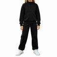 thumbnail image 1 of ITSAME Girls Outfit 2-Piece Half Zip Mock Neck Sweatshirt and Sweatpants Fall Winter Athletic Casual Set Size 7, 1 of 7