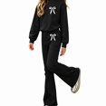 thumbnail image 1 of ITSAME Girls Outfit Set 2-Piece Fall Clothes Bow Print Long Sleeve Crewneck Pullover and Flared Pants Size 13, 1 of 9
