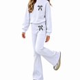 thumbnail image 1 of ITSAME Girls Outfit Set 2-Piece Fall Clothes Bow Print Long Sleeve Crewneck Pullover and Flared Pants Size 5T, 1 of 9