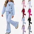 thumbnail image 1 of ITSAME Girls Outfit Set 2-Piece Fall Clothes Bow Print Long Sleeve Crewneck Pullover and Flared Pants Size 7, 1 of 9