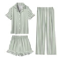 thumbnail image 1 of ITSAME Girls Outfit Set, Button Up Short Sleeve Shirt with Casual Loose Shorts and Pants Kids Home Clothes 3-Piece Green 9T, 1 of 8