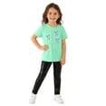 thumbnail image 1 of ITSAME Girls Outfit Set, Crewneck Bow Printed T-Shirt and Leggings Kids Fashion Comfortable Set 2-Piece Green Size 7, 1 of 5