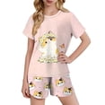 thumbnail image 1 of ITSAME Girls Outfit Set, Cute Printed Short Sleeve Shirt and Shorts Kids Loose Casual Home Clothes 2-Piece Pink 7T, 1 of 8