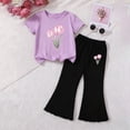 thumbnail image 1 of ITSAME Girls Outfit Sets, Flower Print Crewneck Short Sleeve Top and Flared Elastic Waist Pants Casual Comfortable Sets 2-Piece Purple 6-7T, 1 of 6
