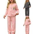 thumbnail image 1 of ITSAME Girls Outfits 2-Piece Ruffle Button Up Cardigan and Pants Fall Winter Lightweight Casual Set Gray Size 4T, 1 of 6