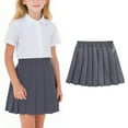 thumbnail image 1 of ITSAME Girls Pleated Skirt, Cotton Comfortable Versatile Elastic Waist School Uniform Skirt Gray 10-11T, 1 of 7