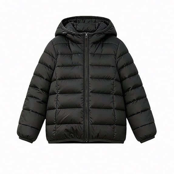 ITSAME Girls Quilted Puffer Jacket (0-15) Full Zip Hooded Long Sleeve Lightweight Winter Warm Coat with Pockets Size 10