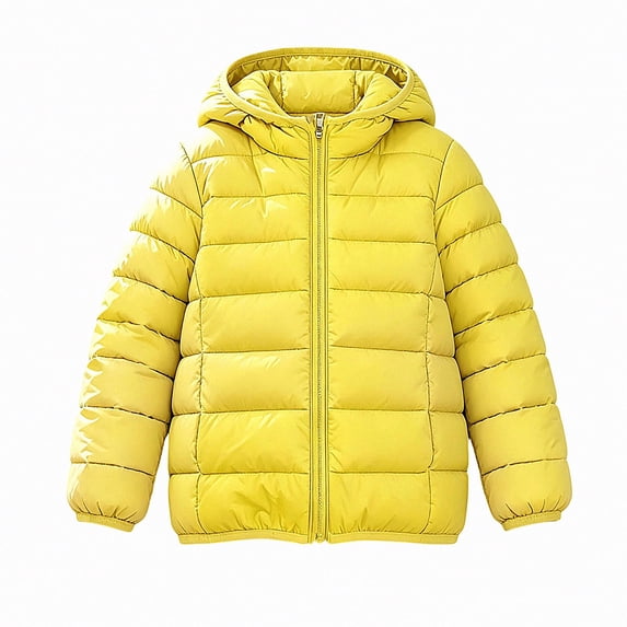 ITSAME Girls Quilted Puffer Jacket (0-15) Full Zip Hooded Long Sleeve Lightweight Winter Warm Coat with Pockets Size 3-6M