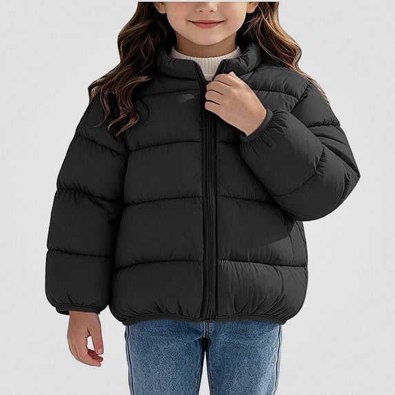 ITSAME Girls Quilted Puffer Jacket (1-8) Bear Graphic Zip Up Winter Warm Coat with Pockets Size 12M
