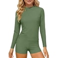 thumbnail image 1 of ITSAME Girls Rash Guard Swimwear Quick-Dry Long Sleeve Tops and Boyshorts Surfing Swimsuit 2-Piece Army Green Size 3-4, 1 of 7