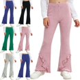 thumbnail image 1 of ITSAME Girls Ruffle Flared Pants High Waist Loose Fit Stretchy Fall Versatile Casual Pants Gray Size 13, 1 of 6