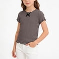 thumbnail image 1 of ITSAME Girls Ruffle T-Shirts Ribbed Knit Cute Bow Short Sleeve Tops Summer Fashion Casual Tees Dark Gray Size 11-12, 1 of 7