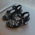thumbnail image 1 of ITSAME Girls Sandals, Ankle Strap Low Block Heel Open Toe Kids Fashion Casual Sandals for Summer Black 2.5M(Big Kids), 1 of 7