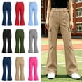 thumbnail image 1 of ITSAME Girls School Uniform Cargo Flared Pants Elastic Waist Multi-Pocket Versatile Fashion Casual Pants Red Size 6, 1 of 8
