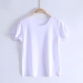 thumbnail image 1 of ITSAME Girls Short Sleeve T-Shirts Loose Fit Quick-Dry Crewneck Tees Summer Basic Active Tops White Size 3, 1 of 3
