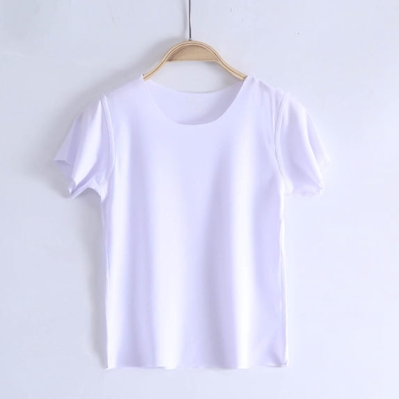 ITSAME Girls Short Sleeve T-Shirts Loose Fit Quick-Dry Crewneck Tees Summer Basic Active Tops White Size 3