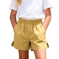 thumbnail image 1 of ITSAME Girls Shorts, Loose Fit Elastic Waist Cotton Linen Summer Casual Fashion Shorts with Pockets Yellow 2T, 1 of 9