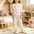 thumbnail image 1 of ITSAME Girls Sleepwear Outfit Set Cotton Button Down Shirt and Tapered Pants Comdy Loungewear 2-Piece Bronze Size 3T, 1 of 5