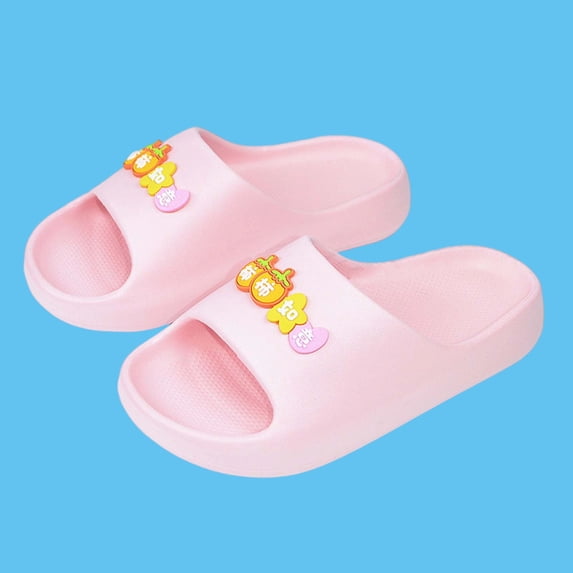 ITSAME Girls Slippers, Thickened Comfy Anti-Slip Quick-Dry Summer Bathroom Shower Open Toe Slippers Pink 13-13.5(Big Kids)